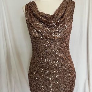 Vince Camuto cowlneck V-neck gown